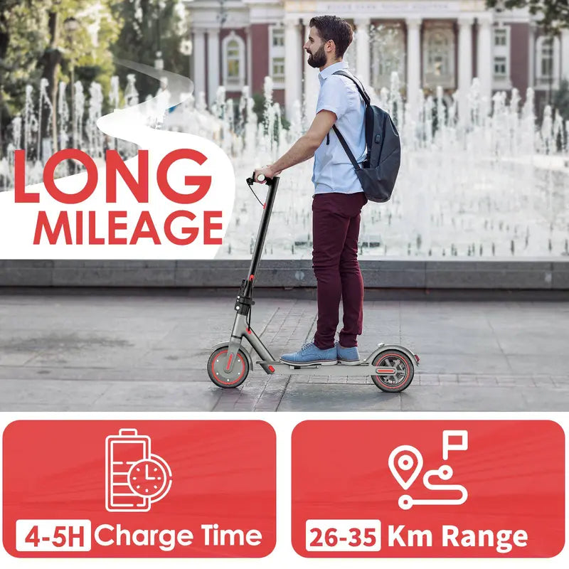 Adult & Teen Electric Scooter - 350W Motor, 19 MPH Top Speed, 22 Miles Long Range, 8.5 Solid Tires, Portable Folding Commuter E-Scooter with Smart APP, Dual Brakes, 264 lbs Max Load