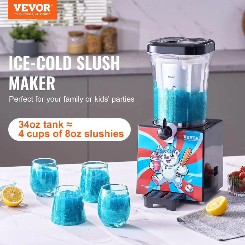 Slushy Machine for Home, 34oz Countertop Margarita & Frozen Drink Maker, Food-Grade Slushie Machine for DIY Smoothies, Cocktails & Kids Parties