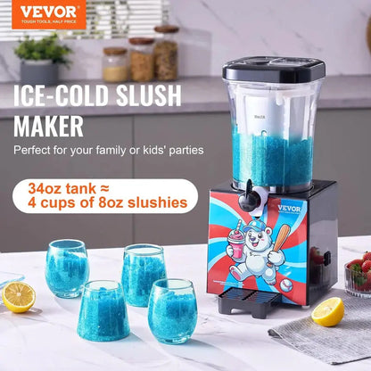 Slushy Machine for Home, 34oz Countertop Margarita & Frozen Drink Maker, Food-Grade Slushie Machine for DIY Smoothies, Cocktails & Kids Parties