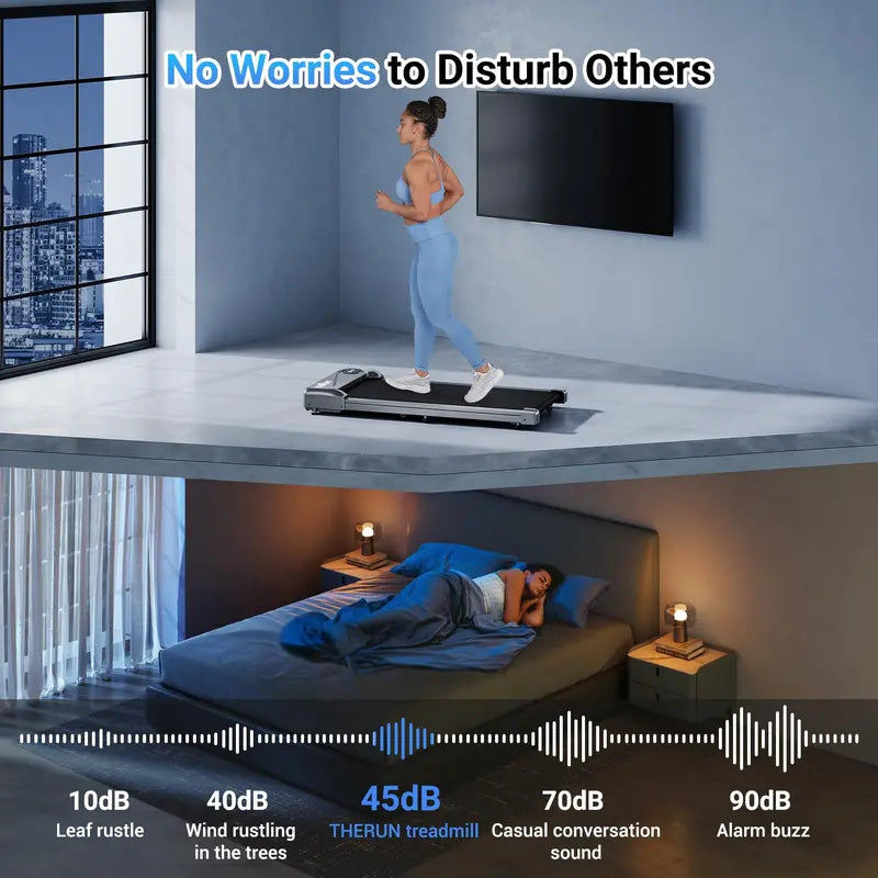 Under Desk Treadmill, 2.5HP Walking Pad with Wheels & Remote Control, 265 lbs Capacity Portable Flat Treadmill with LED Display for Home, Office Small Spaces