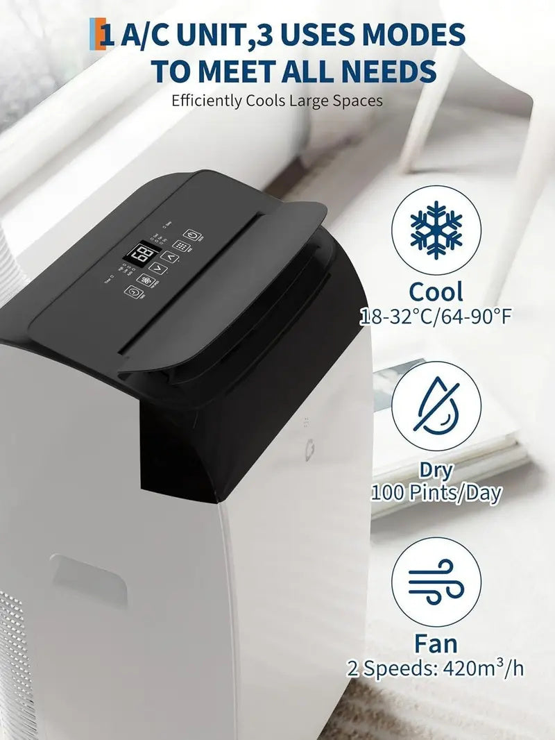 14,000 BTU Portable Air Conditioner, Cools up to 750 Sq.Ft, 3-in-1 Quiet Room AC Unit with Dehumidifier & Fan, Remote Control, 24H Timer & Window Kit for Bedroom, Home, Office