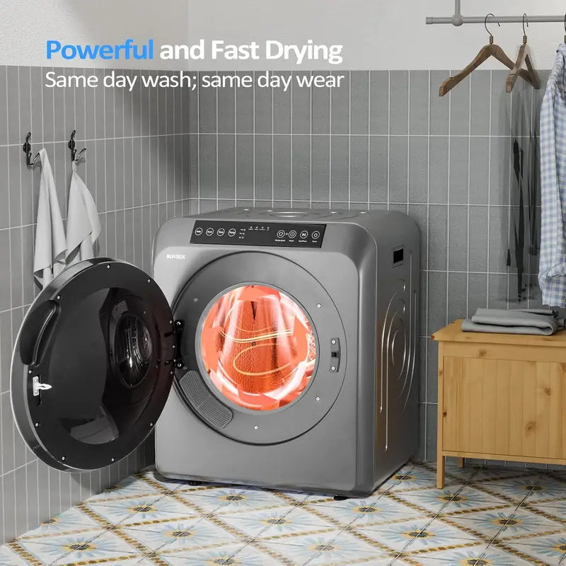 Portable Clothes Dryer, 3.5 Cu.Ft 13.2 lbs Compact Laundry Dryer, 110V Electric Front Load Dryer with Touch Screen & Stainless Steel Drum for Apartments, RVs & Dorms, Grey