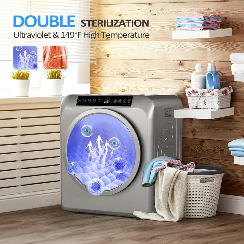 Portable Clothes Dryer, 3.5 Cu.Ft 13.2 lbs Compact Laundry Dryer, 110V Electric Front Load Dryer with Touch Screen & Stainless Steel Drum for Apartments, RVs & Dorms, Grey