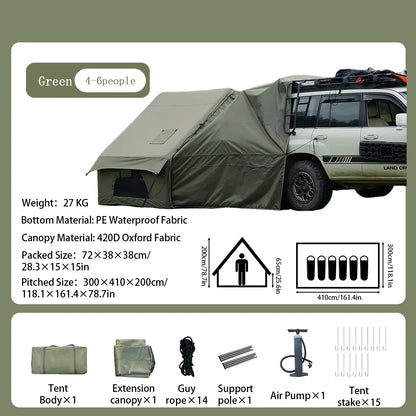 4-6 Person Inflatable Camping Tent - Large Oxford Fabric Instant Cabin Tent with Skylight, Stove Jack, Breathable Mesh & Quick Setup Glamping Shelter