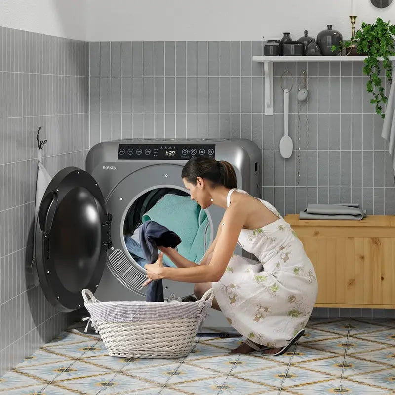 Portable Clothes Dryer, 3.5 Cu.Ft 13.2 lbs Compact Laundry Dryer, 110V Electric Front Load Dryer with Touch Screen & Stainless Steel Drum for Apartments, RVs & Dorms, Grey