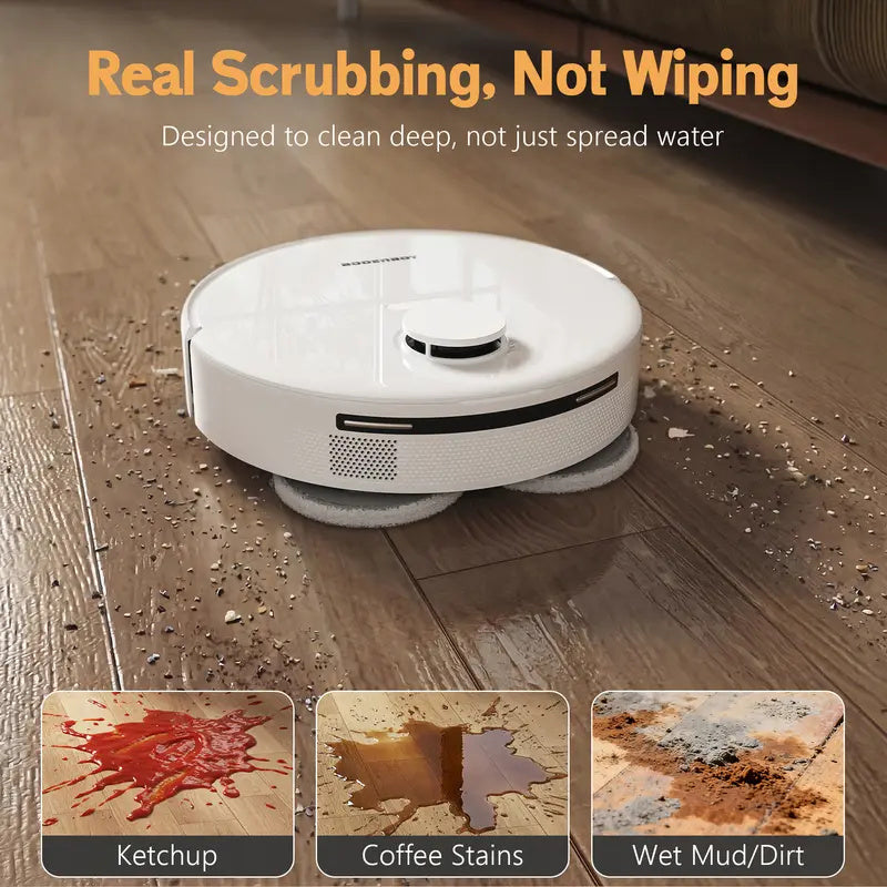 Robot Vacuum and Mop Combo, 8000Pa Strong Suction, All-in-One Base Station with Self-Emptying & Auto Mop Washing Drying, Tangle-Free, Smart Obstacle Avoidance, Ideal for Pet Hair, Hard Floors (8L Base)