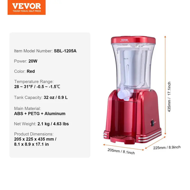 Slushy Machine for Home, 34oz Countertop Margarita & Frozen Drink Maker, Food-Grade Slushie Machine for DIY Smoothies, Cocktails & Kids Parties