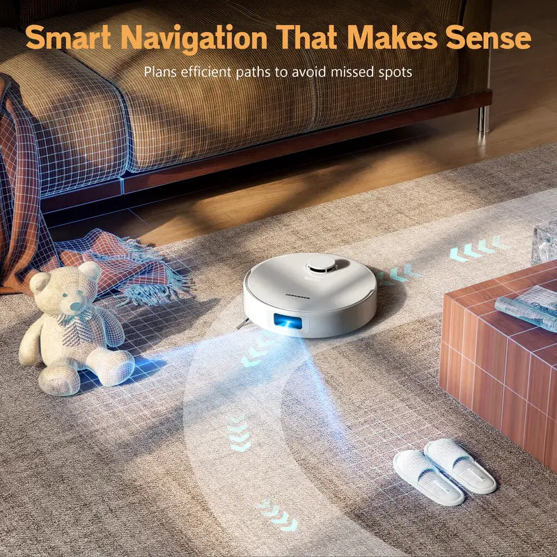 Robot Vacuum and Mop Combo, 8000Pa Strong Suction, All-in-One Base Station with Self-Emptying & Auto Mop Washing Drying, Tangle-Free, Smart Obstacle Avoidance, Ideal for Pet Hair, Hard Floors (8L Base)