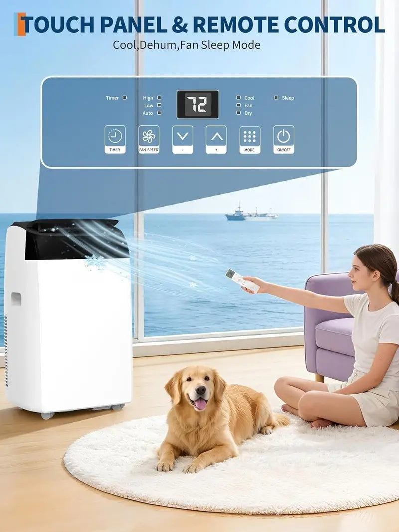 14,000 BTU Portable Air Conditioner, Cools up to 750 Sq.Ft, 3-in-1 Quiet Room AC Unit with Dehumidifier & Fan, Remote Control, 24H Timer & Window Kit for Bedroom, Home, Office