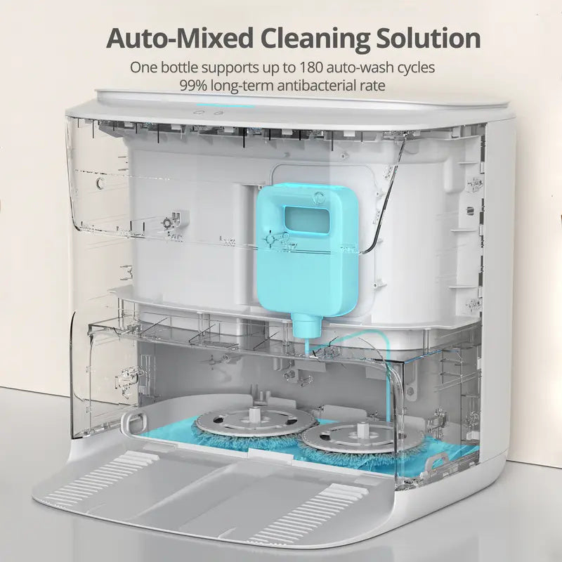 Robot Vacuum and Mop Combo, 8000Pa Strong Suction, All-in-One Base Station with Self-Emptying & Auto Mop Washing Drying, Tangle-Free, Smart Obstacle Avoidance, Ideal for Pet Hair, Hard Floors (8L Base)