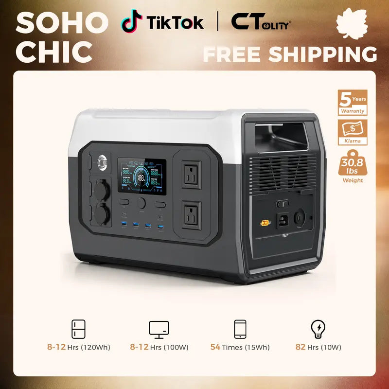 1800W Portable Power Station, 1024Wh LiFePO4 Solar Generator, 1.2H Fast Charge Battery Backup for Home Prep & Camping