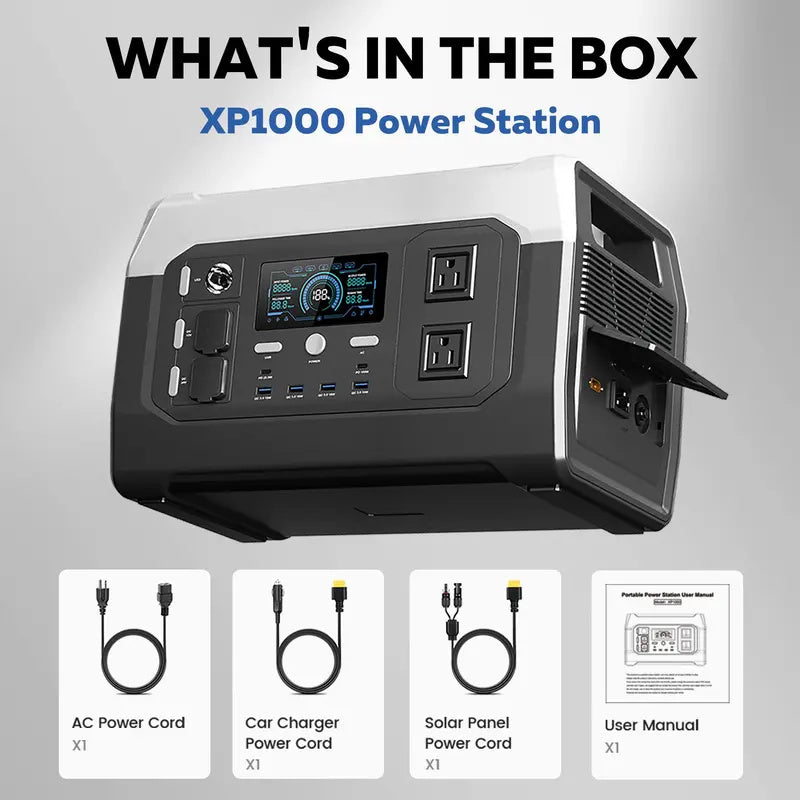 1800W Portable Power Station, 1024Wh LiFePO4 Solar Generator, 1.2H Fast Charge Battery Backup for Home Prep & Camping