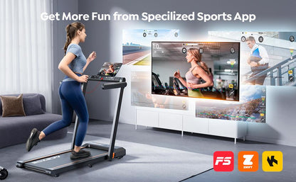 2-in-1 Folding Treadmill for Home - Under Desk Walking Pad with 2.5HP Motor, Touch Screen, Workout APPs, 12 HIIT Modes, Portable Home Office Treadmill, 265 LBS Capacity, Installation-Free