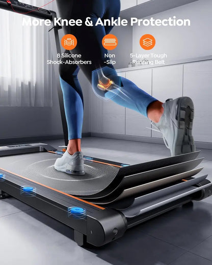 2-in-1 Folding Treadmill for Home - Under Desk Walking Pad with 2.5HP Motor, Touch Screen, Workout APPs, 12 HIIT Modes, Portable Home Office Treadmill, 265 LBS Capacity, Installation-Free
