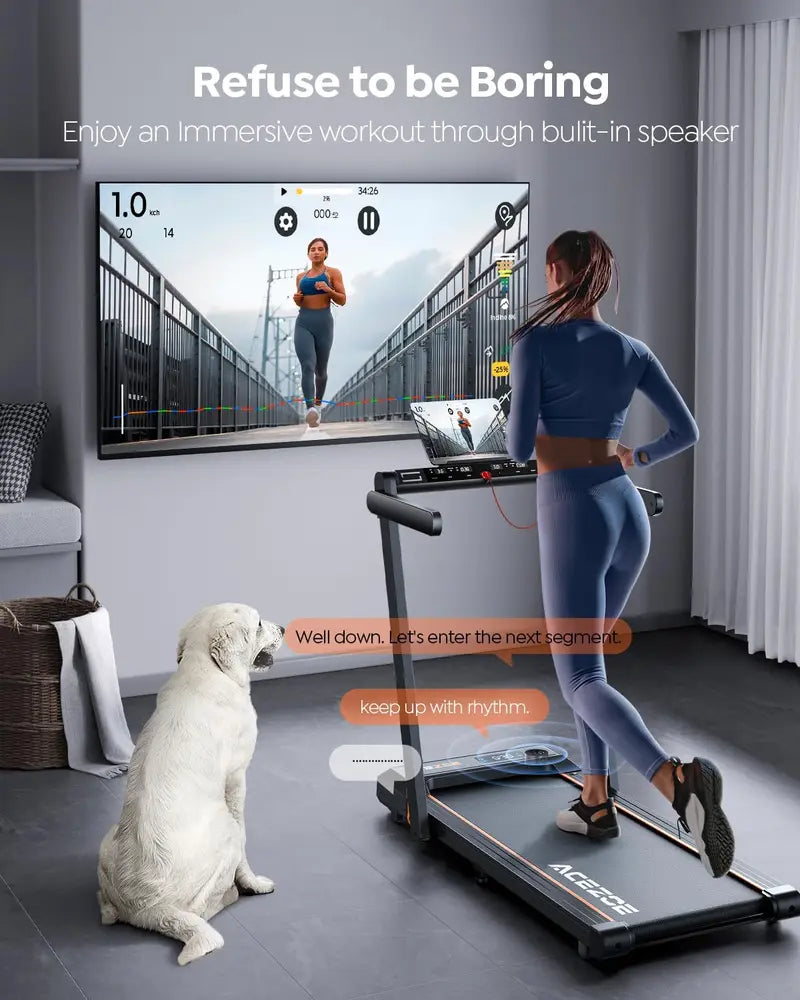 2-in-1 Folding Treadmill for Home - Under Desk Walking Pad with 2.5HP Motor, Touch Screen, Workout APPs, 12 HIIT Modes, Portable Home Office Treadmill, 265 LBS Capacity, Installation-Free