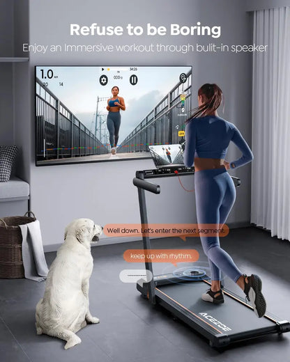 2-in-1 Folding Treadmill for Home - Under Desk Walking Pad with 2.5HP Motor, Touch Screen, Workout APPs, 12 HIIT Modes, Portable Home Office Treadmill, 265 LBS Capacity, Installation-Free