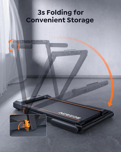 2-in-1 Folding Treadmill for Home - Under Desk Walking Pad with 2.5HP Motor, Touch Screen, Workout APPs, 12 HIIT Modes, Portable Home Office Treadmill, 265 LBS Capacity, Installation-Free