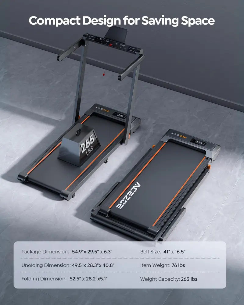 2-in-1 Folding Treadmill for Home - Under Desk Walking Pad with 2.5HP Motor, Touch Screen, Workout APPs, 12 HIIT Modes, Portable Home Office Treadmill, 265 LBS Capacity, Installation-Free