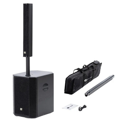 2000W Portable Line Array Column Speaker System – 15" Powered Subwoofer with Built-in DSP, Bluetooth Streaming, XLR Inputs & Carry Bag