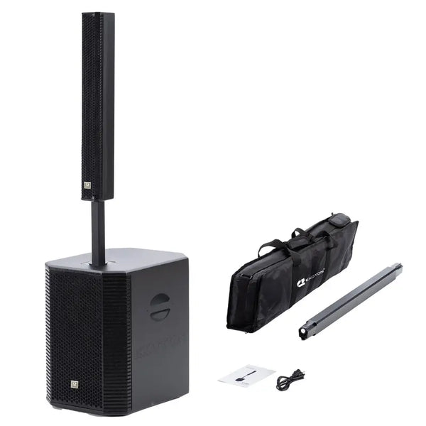 2000W Portable Line Array Column Speaker System – 15" Powered Subwoofer with Built-in DSP, Bluetooth Streaming, XLR Inputs & Carry Bag