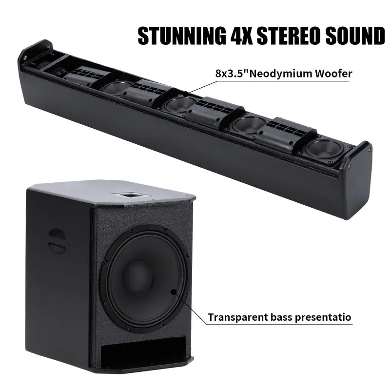 2000W Portable Line Array Column Speaker System – 15" Powered Subwoofer with Built-in DSP, Bluetooth Streaming, XLR Inputs & Carry Bag
