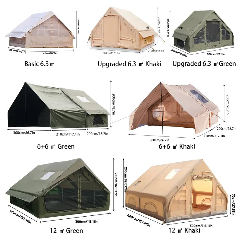 4-6 Person Inflatable Camping Tent - Large Oxford Fabric Instant Cabin Tent with Skylight, Stove Jack, Breathable Mesh & Quick Setup Glamping Shelter