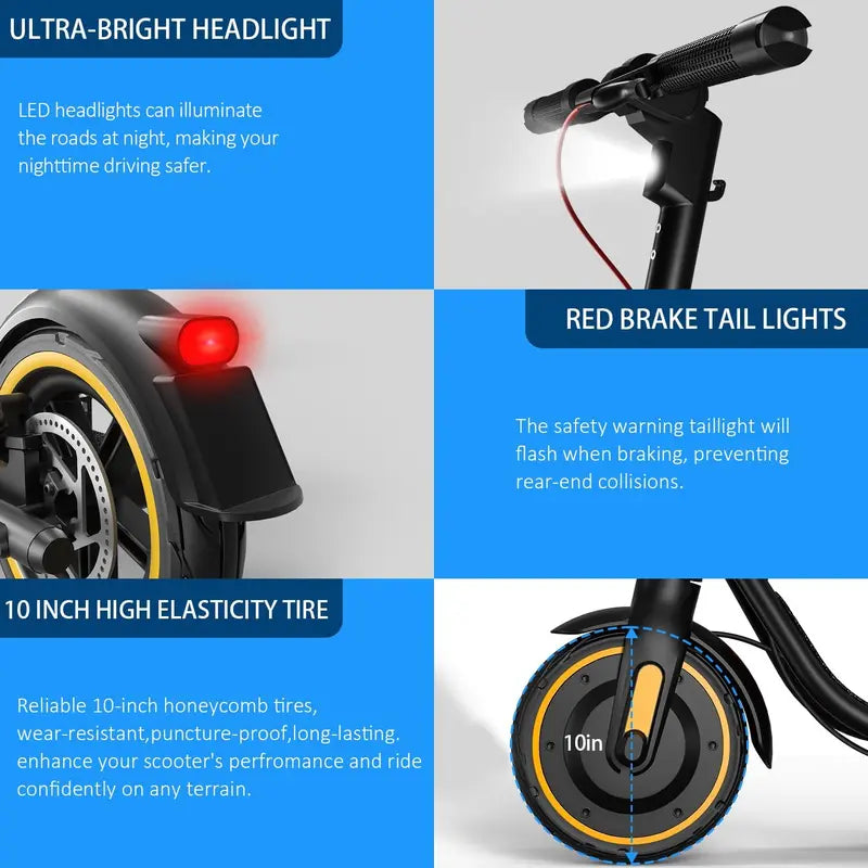 500W Electric Scooter with 10 Tires - 19 MPH & 20 Miles Range Adult & Teen Folding Commuter Scooter, Dual Brakes and Smart APP