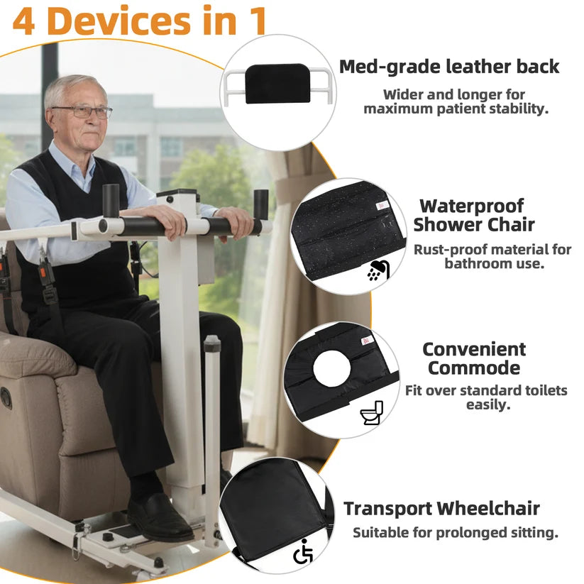 Certified Renewed - Electric Patient Lift for Elderly & Seniors, Portable Folding Transfer Chair for Home Use, Safely Transfer from Bed to Chair, Toilet, Car & Bathroom