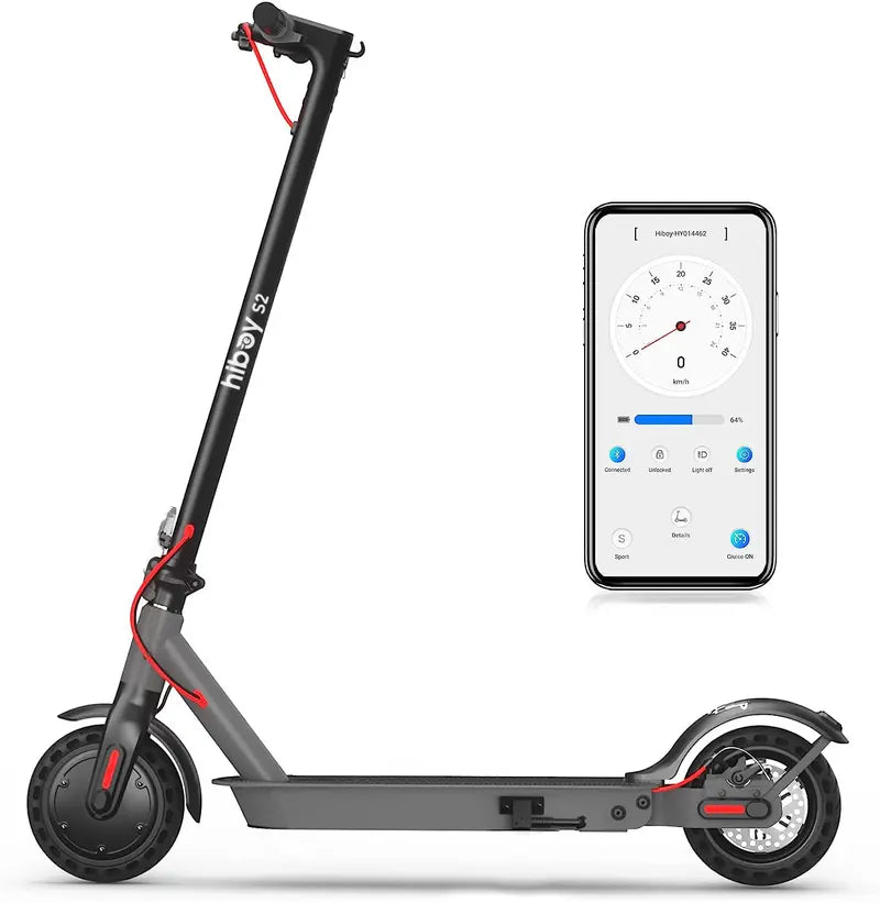 Adult Electric Scooter - Commuting Scooter with 350W Motor, 19 MPH Top Speed, 17 Miles Long Range, 8.5" Tires, Double Braking System, Rear Suspension, App Control & Bright LED Lights, Portable Folding Design