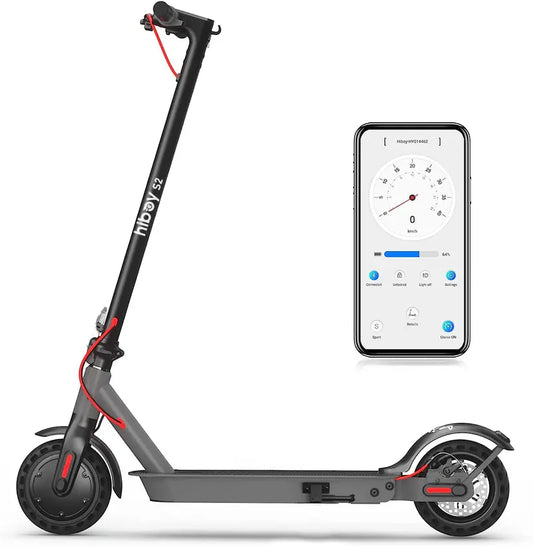 Adult Electric Scooter - Commuting Scooter with 350W Motor, 19 MPH Top Speed, 17 Miles Long Range, 8.5" Tires, Double Braking System, Rear Suspension, App Control & Bright LED Lights, Portable Folding Design
