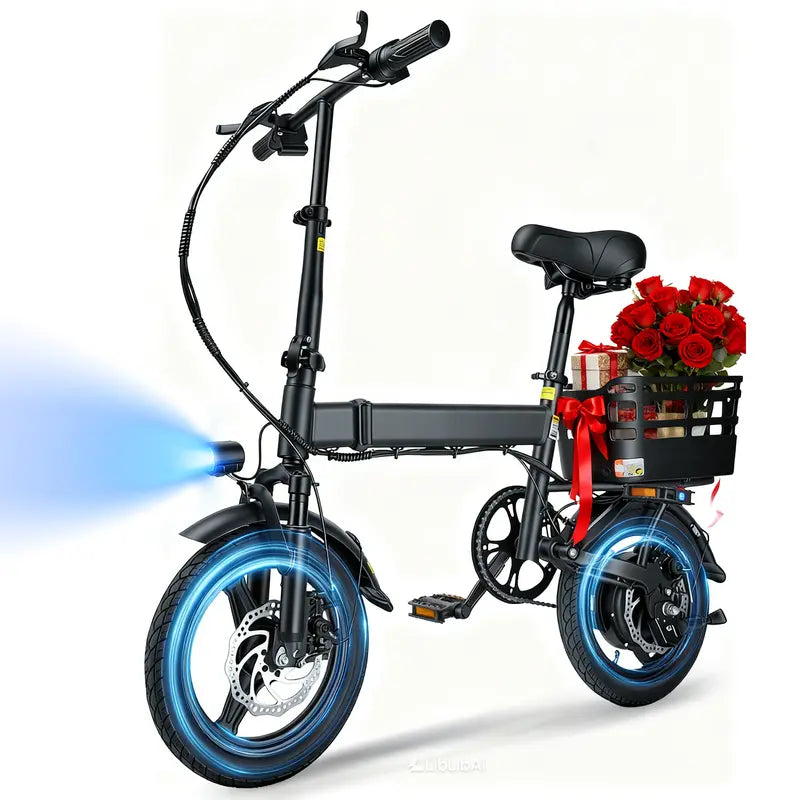 Adult Folding Electric Bike, 14 Compact Foldable Ebike with 500W Motor, 18 MPH Max Speed, 30 Mile Range, 12Ah Battery, 3 Riding Modes, UL & GCC Certified City Commuter