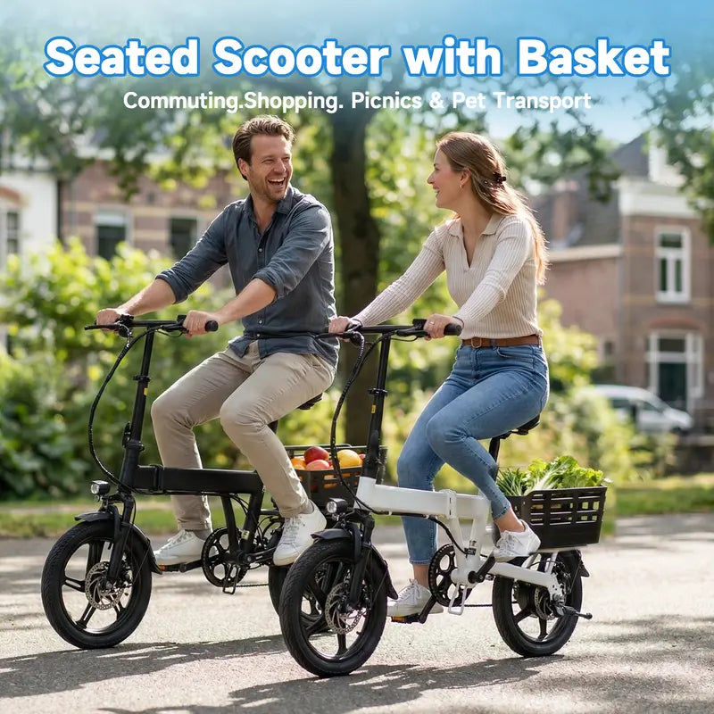 Adult Folding Electric Bike, 14 Compact Foldable Ebike with 500W Motor, 18 MPH Max Speed, 30 Mile Range, 12Ah Battery, 3 Riding Modes, UL & GCC Certified City Commuter