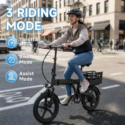 Adult Folding Electric Bike, 14 Compact Foldable Ebike with 500W Motor, 18 MPH Max Speed, 30 Mile Range, 12Ah Battery, 3 Riding Modes, UL & GCC Certified City Commuter