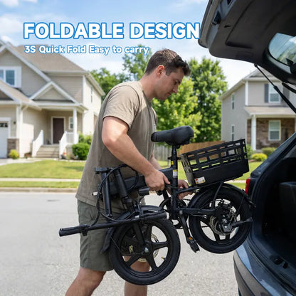 Adult Folding Electric Bike, 14 Compact Foldable Ebike with 500W Motor, 18 MPH Max Speed, 30 Mile Range, 12Ah Battery, 3 Riding Modes, UL & GCC Certified City Commuter