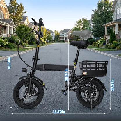 Adult Folding Electric Bike, 14 Compact Foldable Ebike with 500W Motor, 18 MPH Max Speed, 30 Mile Range, 12Ah Battery, 3 Riding Modes, UL & GCC Certified City Commuter