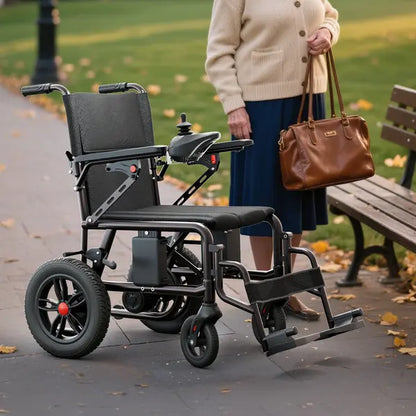 Lightweight Foldable Electric Wheelchair for Adults - 65 lbs Portable Motorized Power Wheelchair with 300 lbs Capacity, 15 KM Range, 360° Joystick, Travel-Friendly Mobility Aid