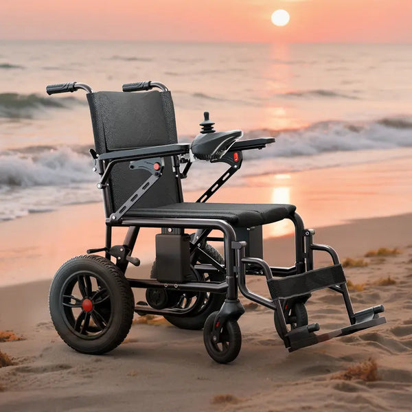 Lightweight Foldable Electric Wheelchair for Adults - 65 lbs Portable Motorized Power Wheelchair with 300 lbs Capacity, 15 KM Range, 360° Joystick, Travel-Friendly Mobility Aid