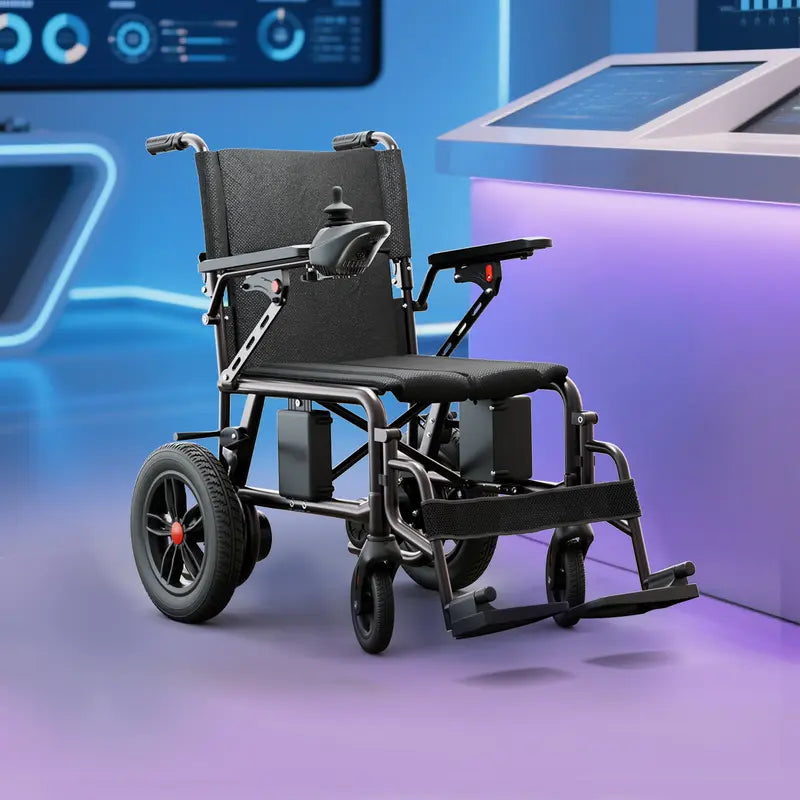 Lightweight Foldable Electric Wheelchair for Adults - 65 lbs Portable Motorized Power Wheelchair with 300 lbs Capacity, 15 KM Range, 360° Joystick, Travel-Friendly Mobility Aid