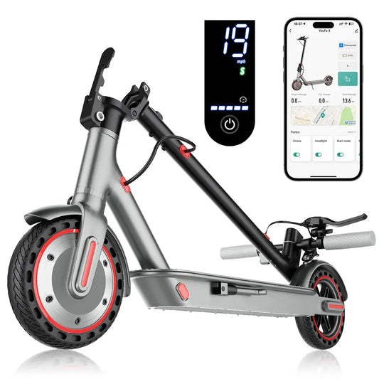 Adult & Teen Electric Scooter - 350W Motor, 19 MPH Top Speed, 22 Miles Long Range, 8.5 Solid Tires, Portable Folding Commuter E-Scooter with Smart APP, Dual Brakes, 264 lbs Max Load
