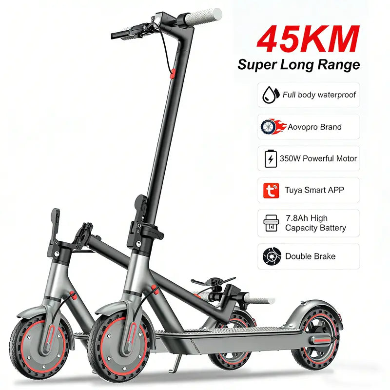 Adult & Teen Electric Scooter - 350W Motor, 19 MPH Top Speed, 22 Miles Long Range, 8.5 Solid Tires, Portable Folding Commuter E-Scooter with Smart APP, Dual Brakes, 264 lbs Max Load
