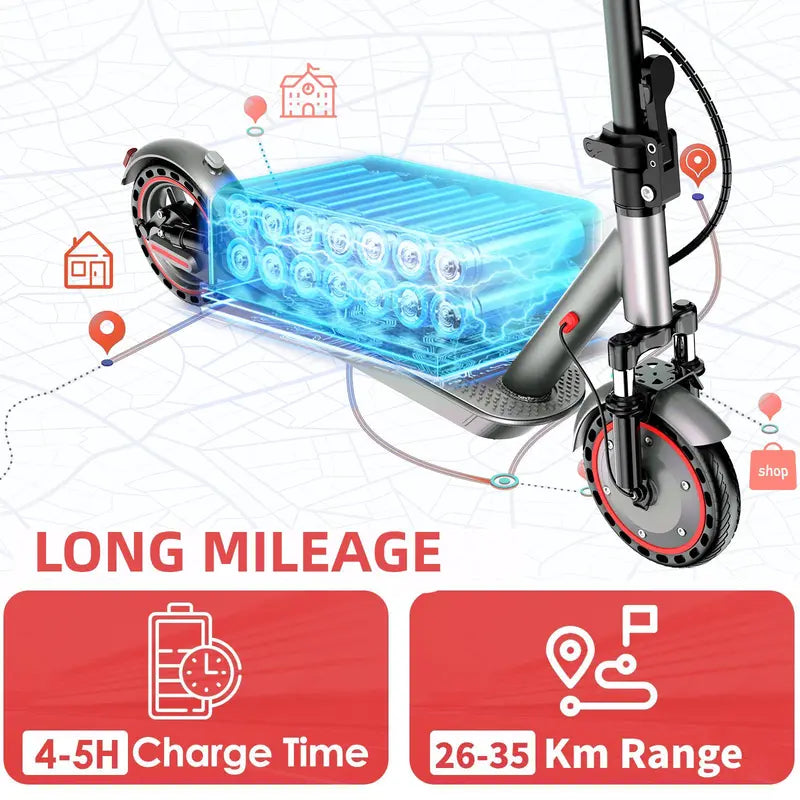 Adult & Teen Electric Scooter - 350W Motor, 19 MPH Top Speed, 22 Miles Long Range, 8.5 Solid Tires, Portable Folding Commuter E-Scooter with Smart APP, Dual Brakes, 264 lbs Max Load