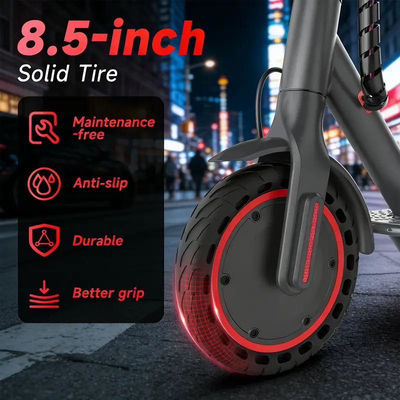 Adult & Teen Electric Scooter - 350W Motor, 19 MPH Top Speed, 22 Miles Long Range, 8.5 Solid Tires, Portable Folding Commuter E-Scooter with Smart APP, Dual Brakes, 264 lbs Max Load