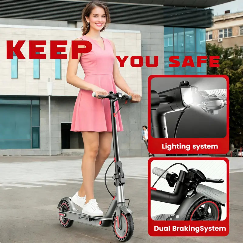 Adult & Teen Electric Scooter - 350W Motor, 19 MPH Top Speed, 22 Miles Long Range, 8.5 Solid Tires, Portable Folding Commuter E-Scooter with Smart APP, Dual Brakes, 264 lbs Max Load