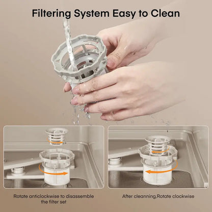 Countertop Dishwasher, Compact Portable Dishwasher with 6 Wash Cycles, 360° Dual Spray, 167°F High-Temp Clean & Delay Timer, Stainless Steel for Apartments, RVs & Small Kitchens