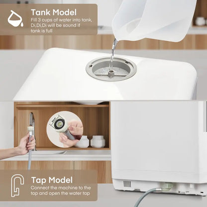 Countertop Dishwasher, Compact Portable Dishwasher with 6 Wash Cycles, 360° Dual Spray, 167°F High-Temp Clean & Delay Timer, Stainless Steel for Apartments, RVs & Small Kitchens