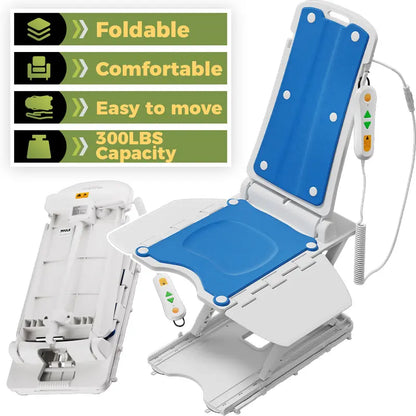 Electric Floor Lift for Elderly Falls - IPX8 Waterproof Bath Lift and Chair Assist, 308 LBS Capacity, Wireless Rechargeable & Foldable Emergency Fall Recovery Device for Seniors & Disabled
