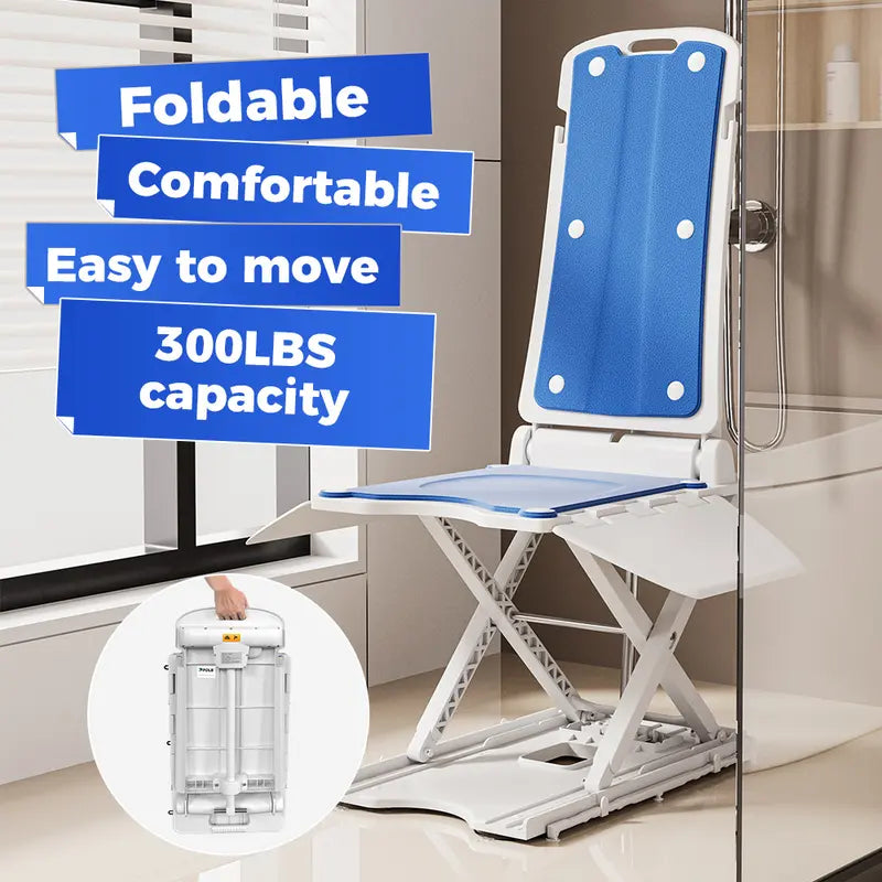 Electric Floor Lift for Elderly Falls - IPX8 Waterproof Bath Lift and Chair Assist, 308 LBS Capacity, Wireless Rechargeable & Foldable Emergency Fall Recovery Device for Seniors & Disabled