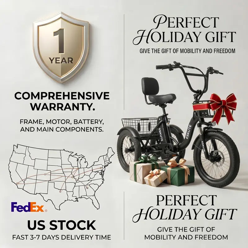 Foldable Electric Tricycle for Seniors & Adults, Low Step-Thru 3-Wheel E-Bike with 1200W Peak Motor, 624Wh Battery, 18"x3.0 Fat Tires, Rear Differential, Pedal-Assist & Throttle