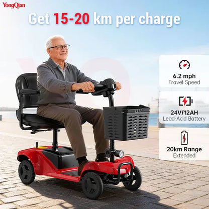 Foldable Mobility Scooter for Seniors, 300 lbs Cap., 300W Motor, Quick-Assembly, Rotating Seat