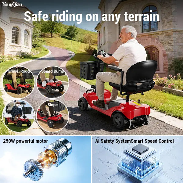 Foldable Mobility Scooter for Seniors, 300 lbs Cap., 300W Motor, Quick-Assembly, Rotating Seat